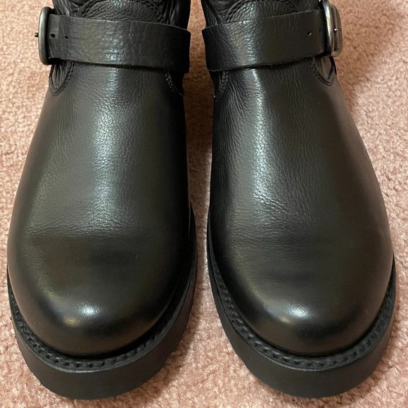 Frye Veronica Black Leather Moto Boot with Pewter Hardware - Picture 10 of 10